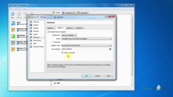 Configure Virtualbox network settings