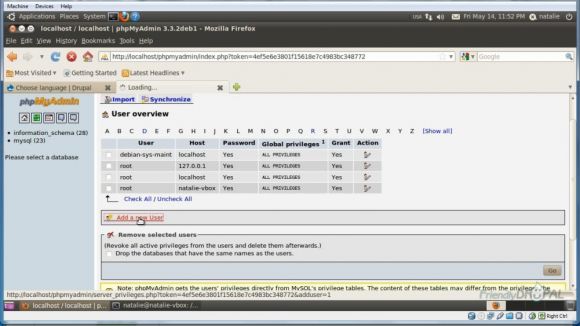 Create a new MySQL database and user in phpMyAdmin