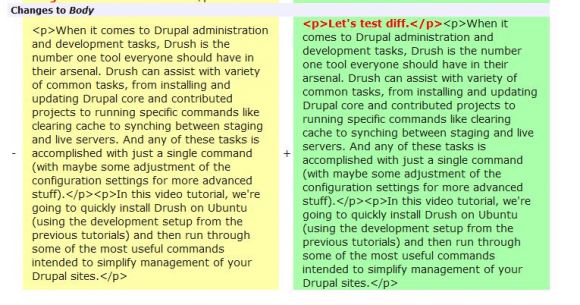 Revision diff with WYSIWYG